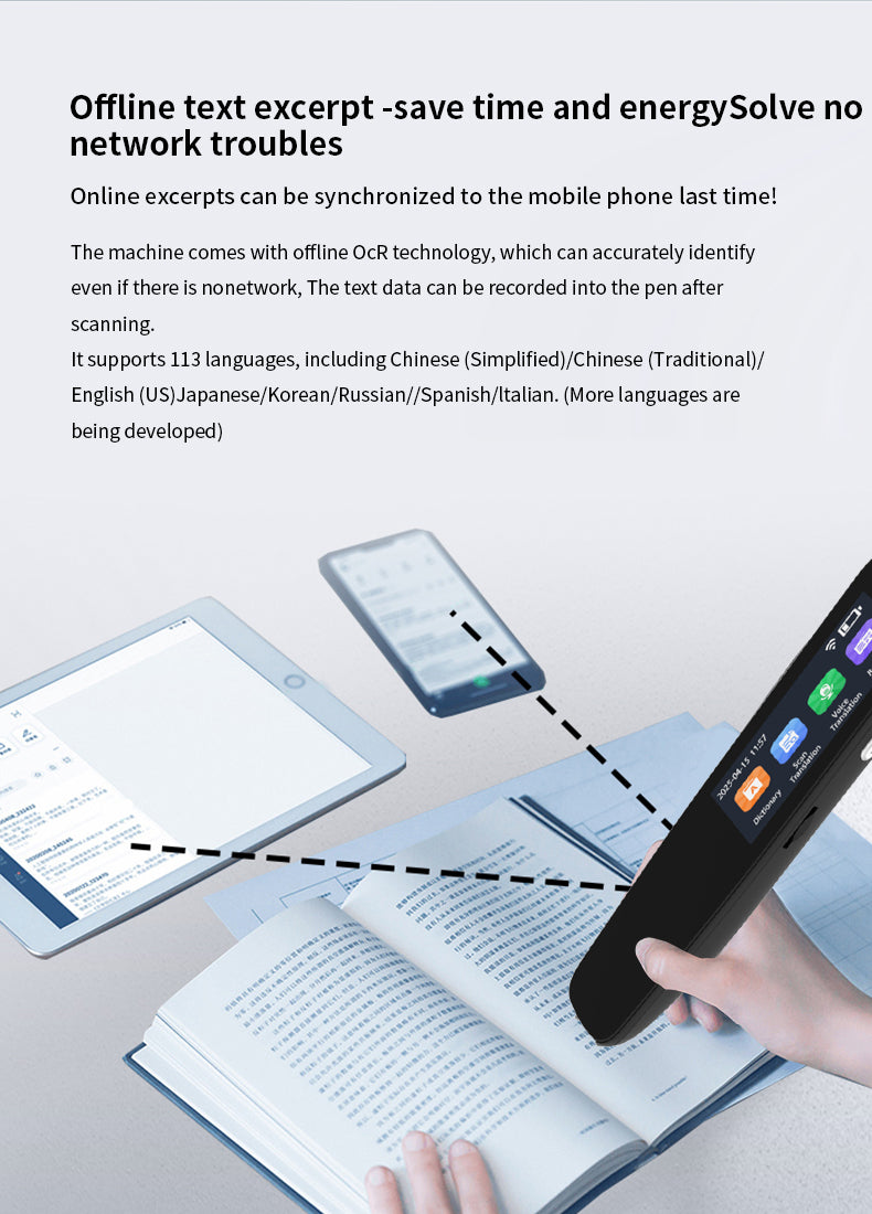 HP32 The multi-functional multi-language translation pen supports scanning voice to quickly and accurately recognize text, offline translation, and long-lasting battery life.1.97