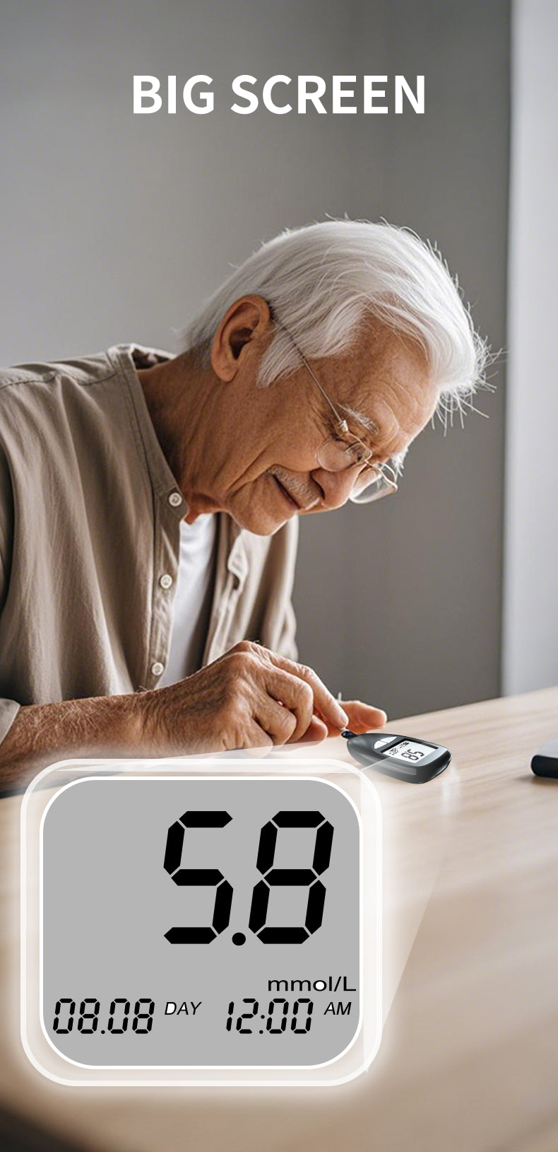 HP29The blood glucose meter has a fast test speed, a large screen for data storage, a small amount of blood collection, simple operation, accurate and fast data.