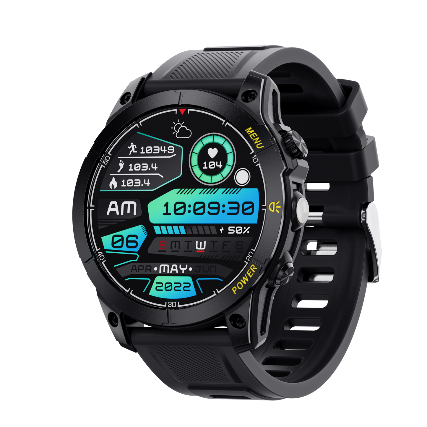 HP03Huang Pai Intelligent Sports Step Bluetooth Phone Compass Altitude Navigation Barometer Circular Screen Waterproof Long Battery Life Dynamic Music Smart Watch