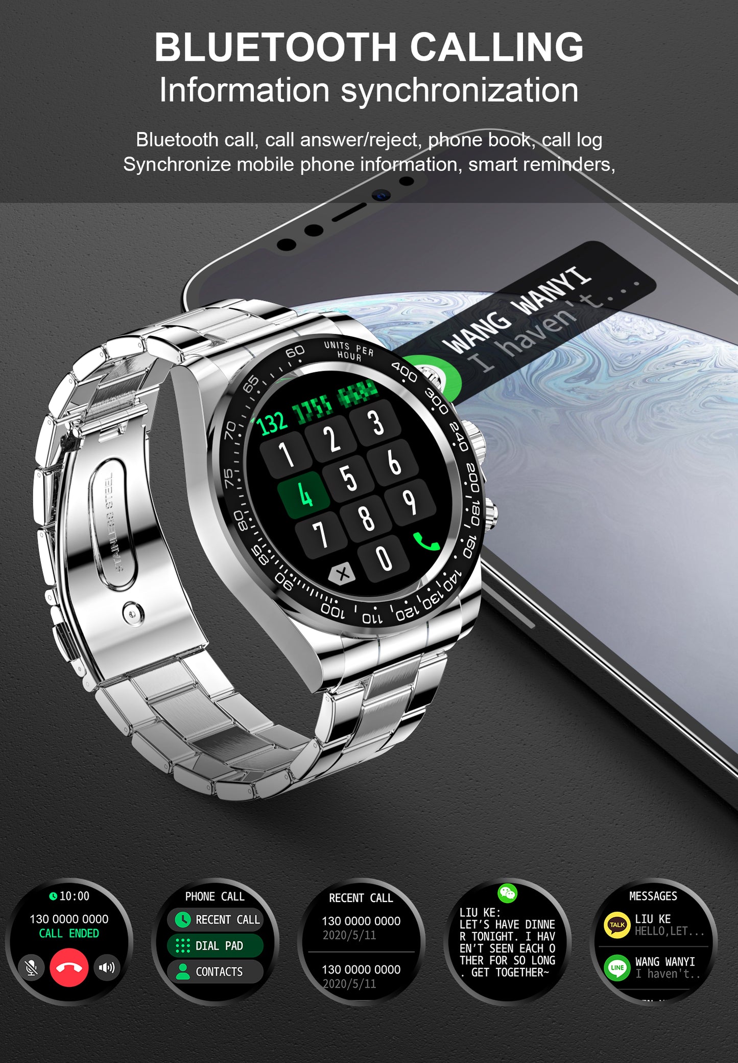 HP02 Bluetooth call Heart rate monitoring,step counting,music playback
