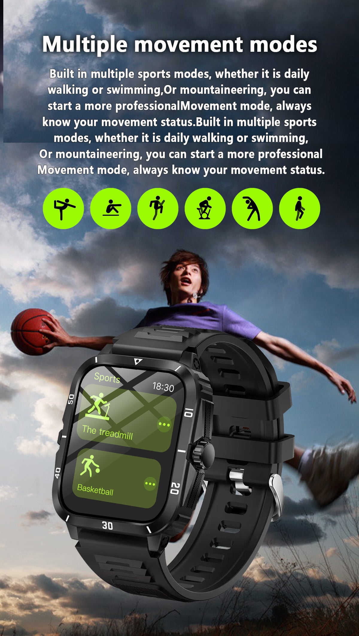 HP15Bluetooth call Heart rate monitoring,step counting,music playback