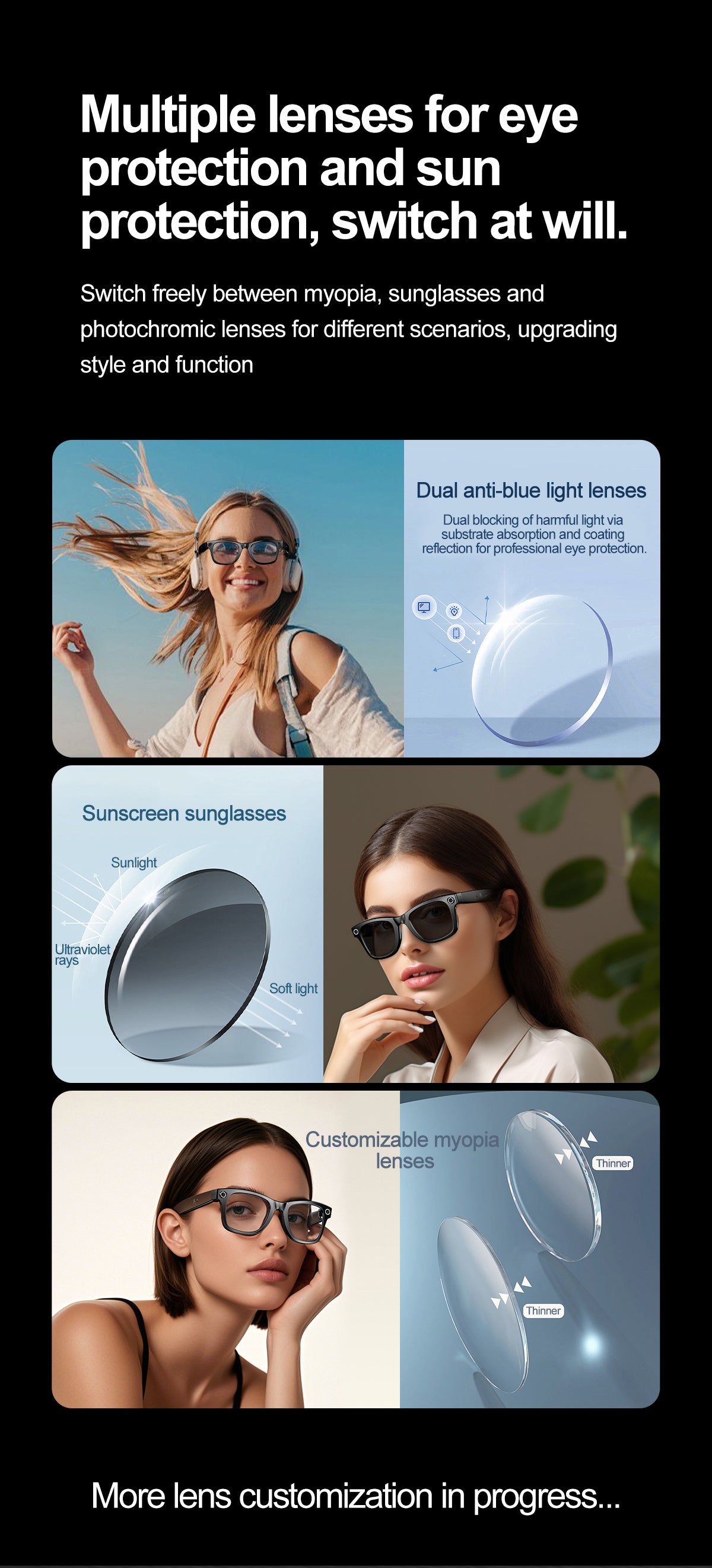 HP17 AI photography and videography fashion smart glasses AI photography and videography