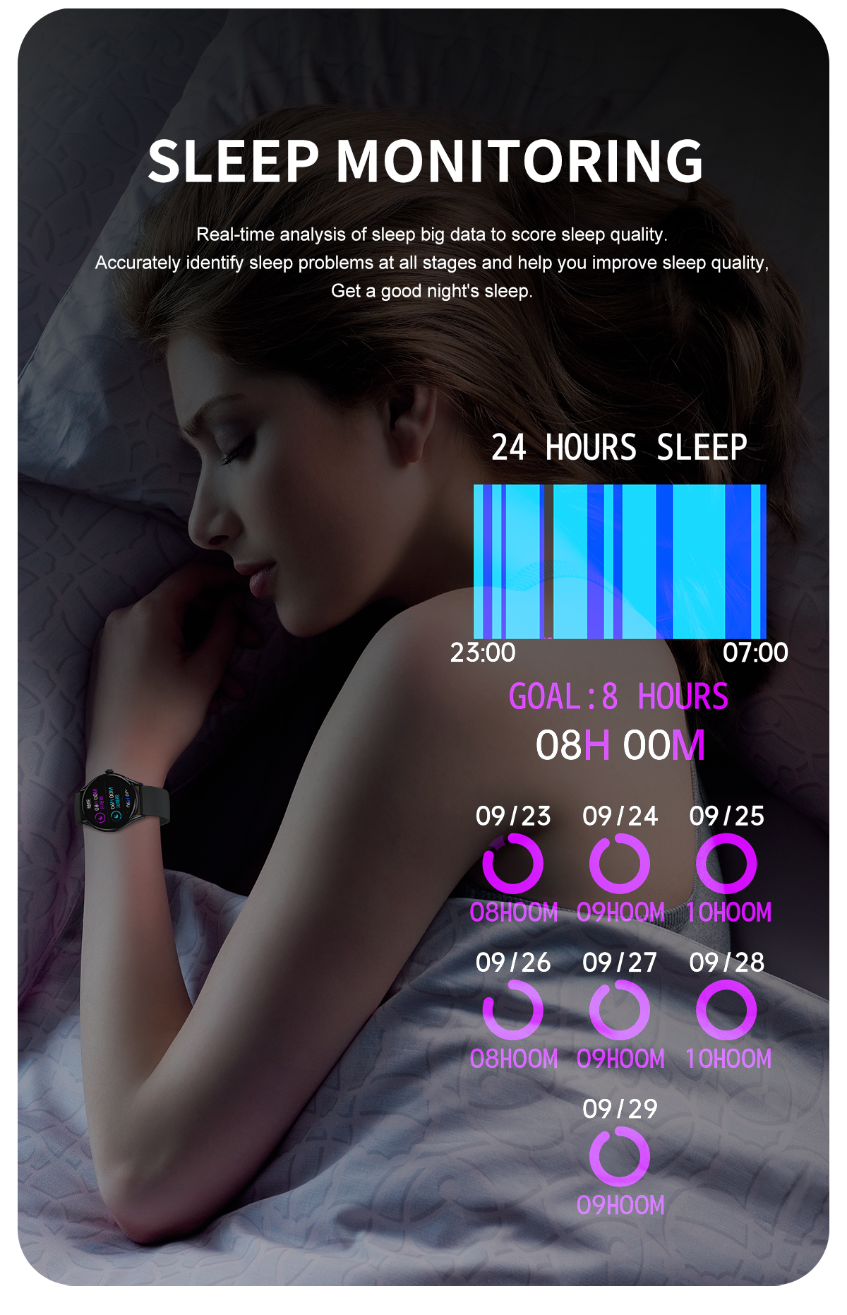HP05 Bluetooth call Heart rate monitoring,step counting,music playback