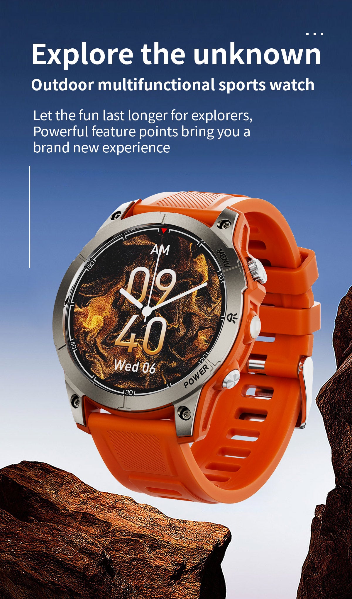 HP03Huang Pai Intelligent Sports Step Bluetooth Phone Compass Altitude Navigation Barometer Circular Screen Waterproof Long Battery Life Dynamic Music Smart Watch