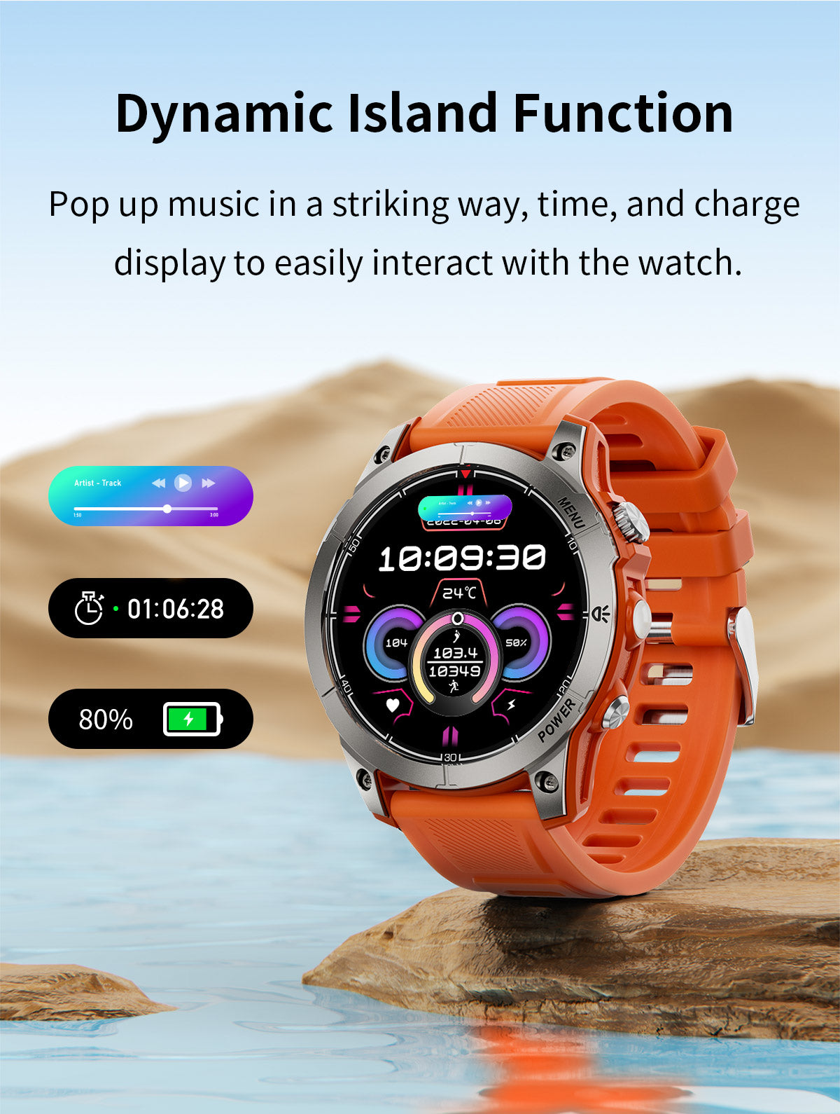 HP03Huang Pai Intelligent Sports Step Bluetooth Phone Compass Altitude Navigation Barometer Circular Screen Waterproof Long Battery Life Dynamic Music Smart Watch