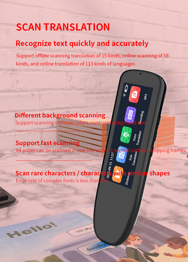 HP33The multi-functional multi-language translation pen supports scanning voice to quickly and accurately recognize text, offline translation, and long-lasting battery life.3.38