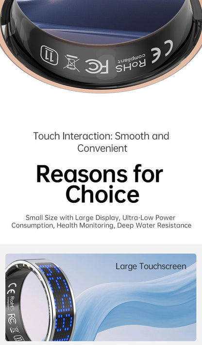 HP52 Smart Ring ,Exquisite stainless steel,Heart Rate Monitoring, Blood Oxygen Monitoring, Blood Pressure Monitoring, Step Counting, Exercise, Remote Care