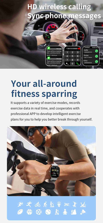 HP10 Business Smart Watch - Stainless Steel Band Rotating Dial Bluetooth Call Health Monitor