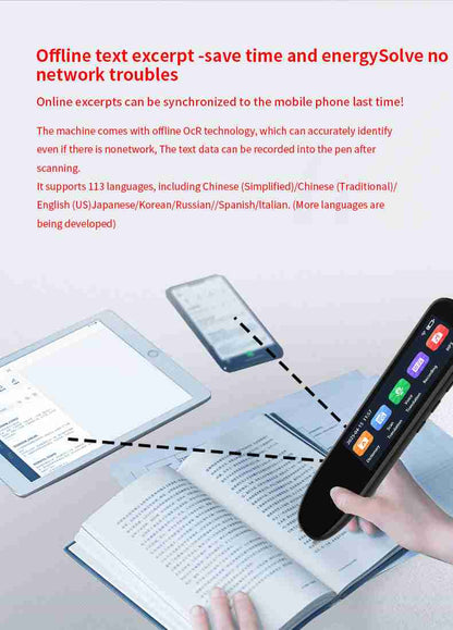 HP33 Multi-Language Translation Pen - Scanning Voice Recognition Offline Translation