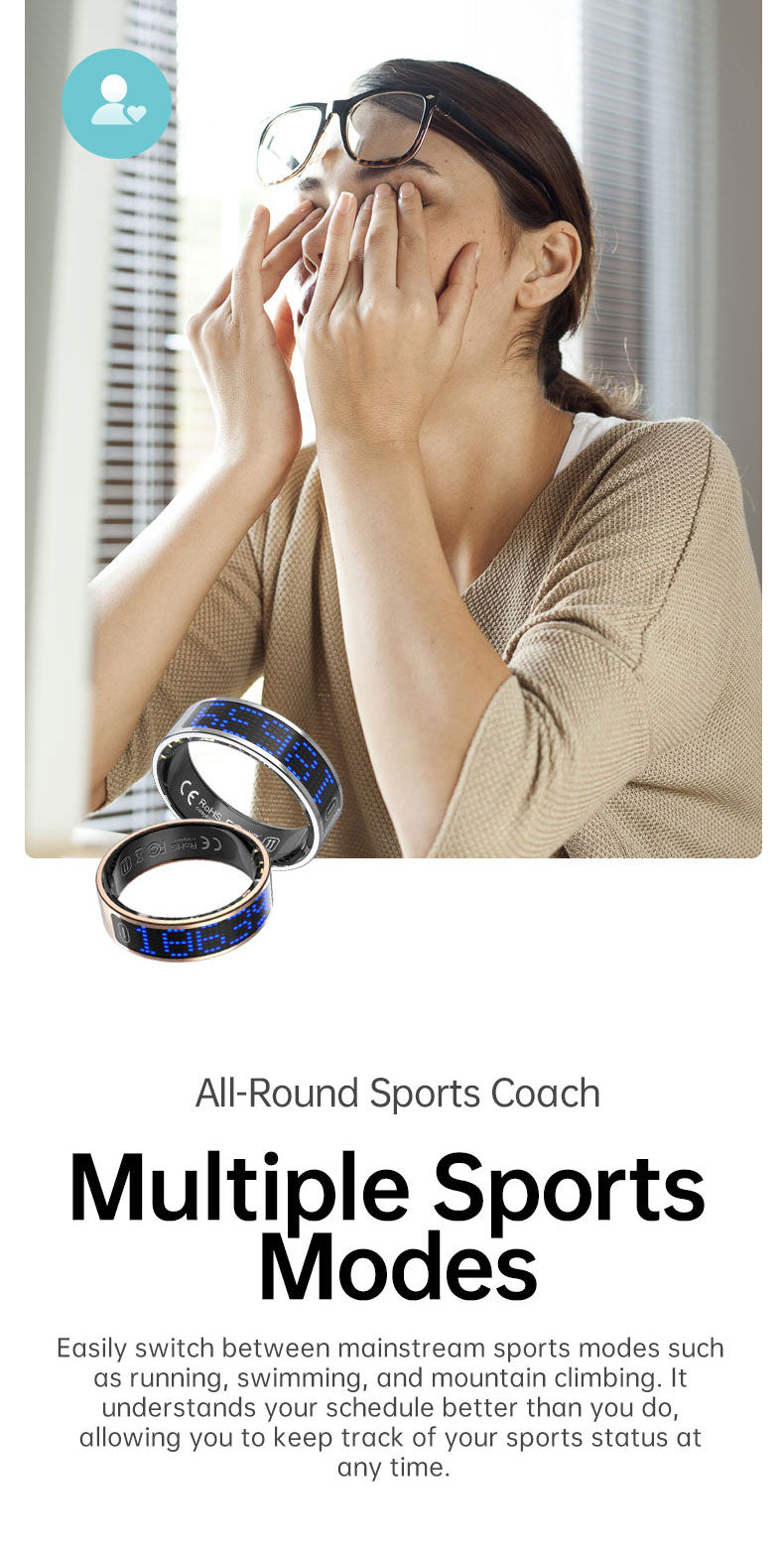 HP52 Smart Ring ,Exquisite stainless steel,Heart Rate Monitoring, Blood Oxygen Monitoring, Blood Pressure Monitoring, Step Counting, Exercise, Remote Care