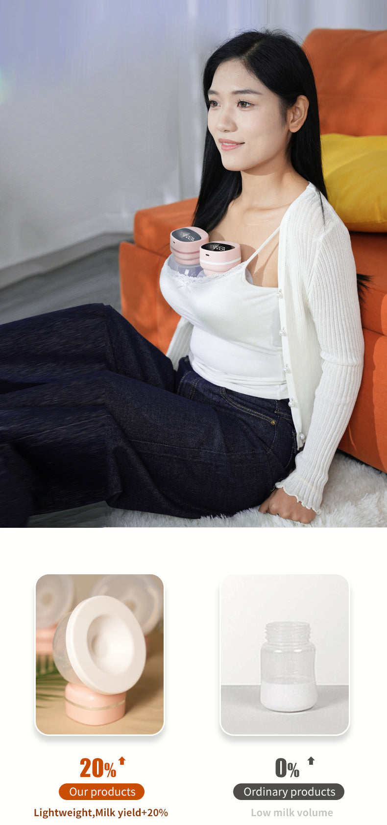 HP27 Multifunctional Electric Breast Pump features strong suction, skin-friendly touch without discomfort, and efficient double pumping.