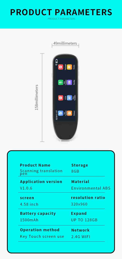 HP34 Multi-Language Translation Pen - Scanning Voice Recognition Offline Translation