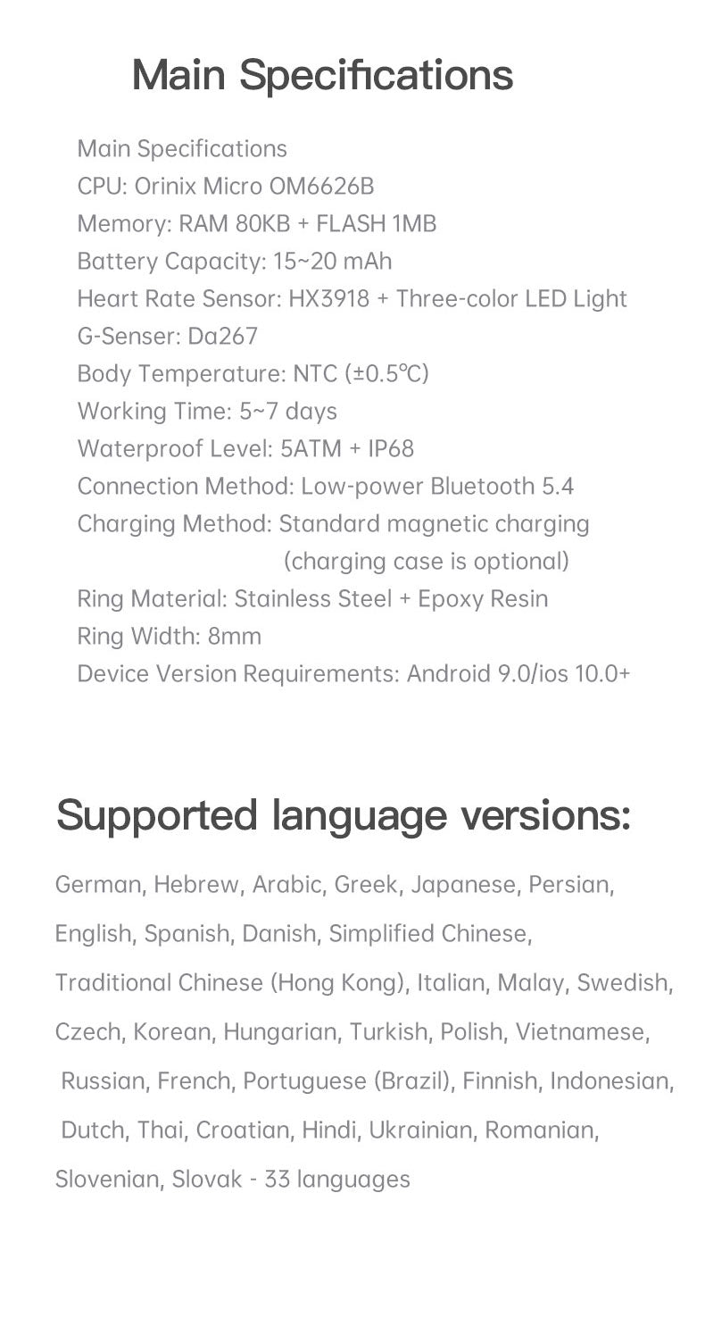 HP53 Smart Ring ,Exquisite stainless steel,Heart Rate Monitoring, Blood Oxygen Monitoring, Blood Pressure Monitoring, Step Counting, Exercise, Remote Care