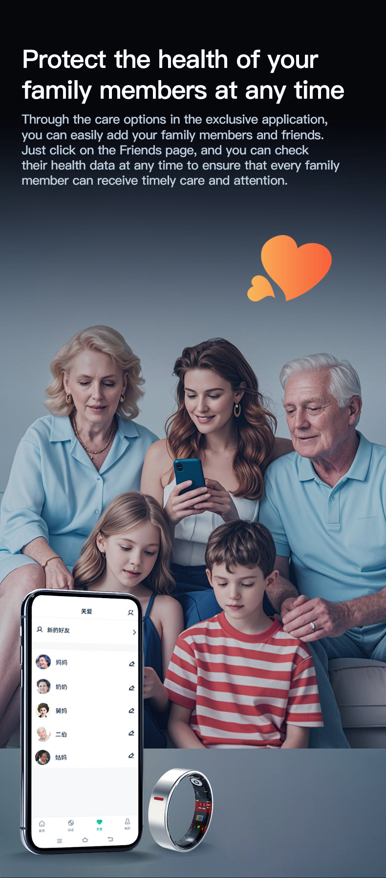 HP58Smart Ring ,Exquisite stainless steel,Heart Rate Monitoring, Blood Oxygen Monitoring, Blood Pressure Monitoring, Step Counting, Exercise, Remote Care