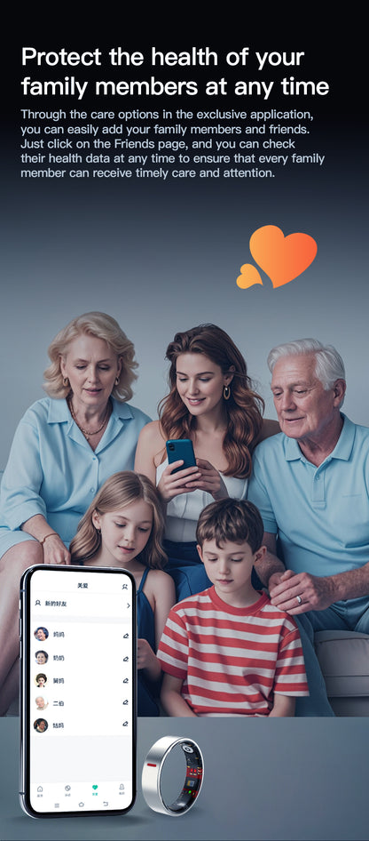 HP58Smart Ring ,Exquisite stainless steel,Heart Rate Monitoring, Blood Oxygen Monitoring, Blood Pressure Monitoring, Step Counting, Exercise, Remote Care