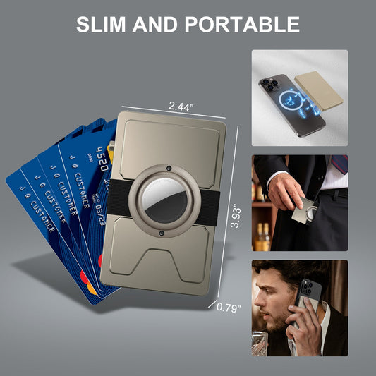 HP63 TOYFID All-Aluminum Pop Up Slide Rfid Slim Card Holder Wallet With Airtag Holder