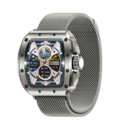 HP13 Premium Business Smart Watch - Stainless Steel Band Rotating Dial Bluetooth Call Health Monitor