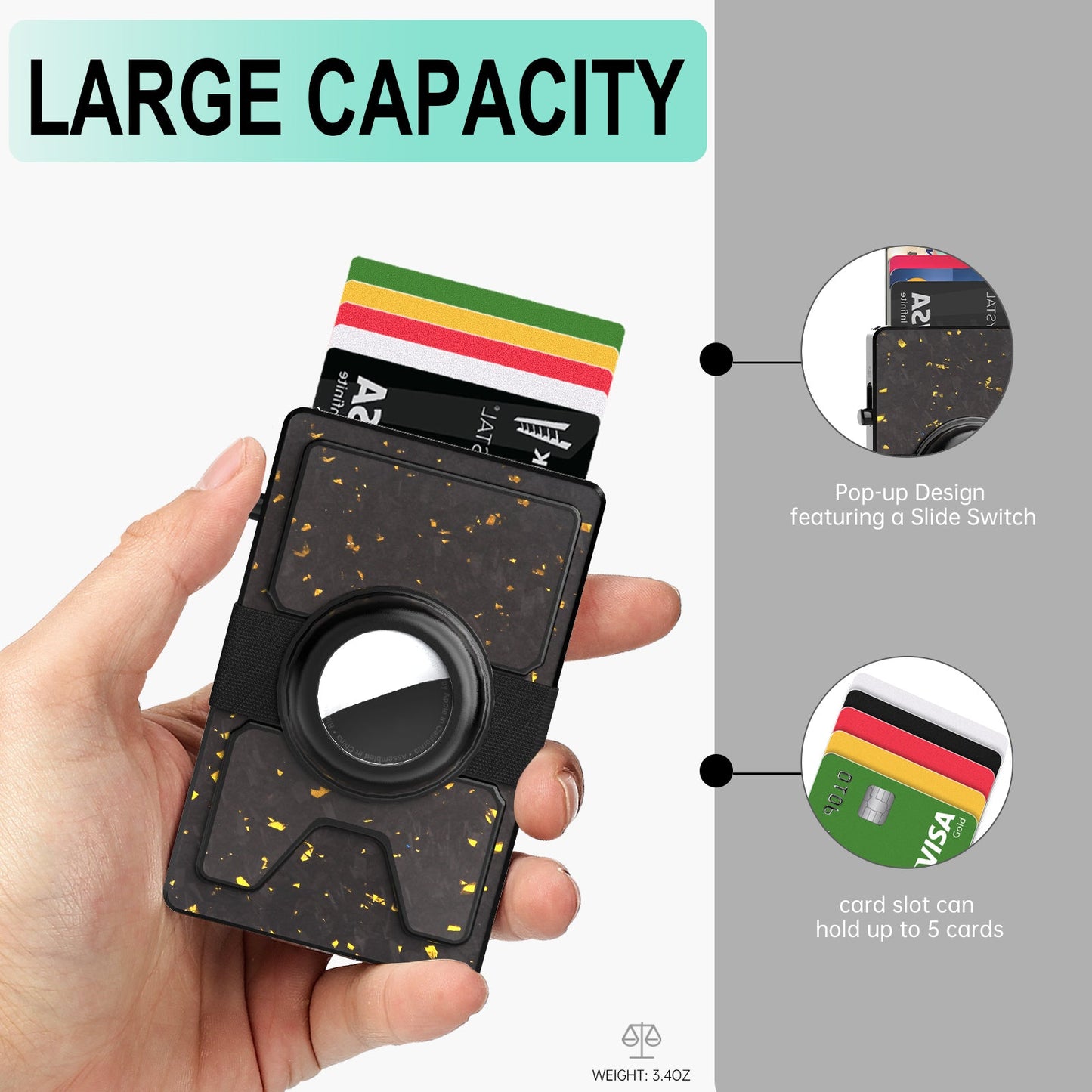 HP48 TOYFID Best Pop Up RFID Mens Wallet forged Carbon Fiber Minimalist Amazon to Protect Credit Cards