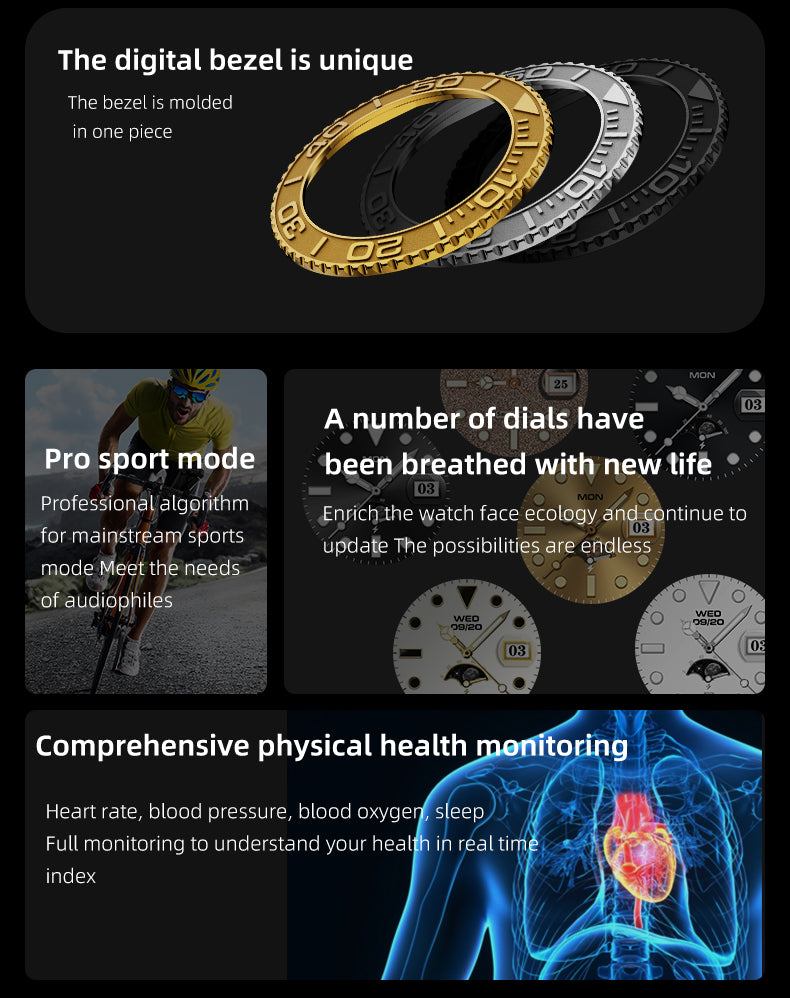 HP08 Bluetooth call Heart rate monitoring,step counting,music playback