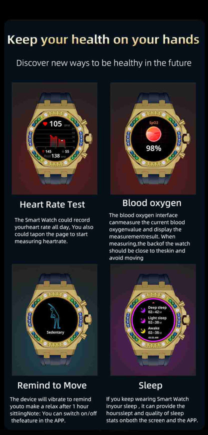 HP09 Business Smart Watch - Stainless Steel Band Rotating Dial Bluetooth Call Health Monitor