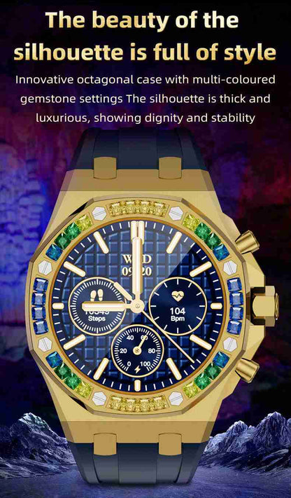 HP09 Business Smart Watch - Stainless Steel Band Rotating Dial Bluetooth Call Health Monitor