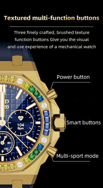 HP09 Business Smart Watch - Stainless Steel Band Rotating Dial Bluetooth Call Health Monitor