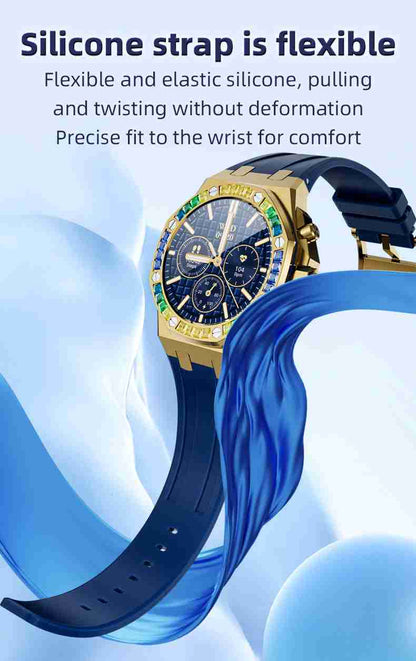 HP09 Business Smart Watch - Stainless Steel Band Rotating Dial Bluetooth Call Health Monitor