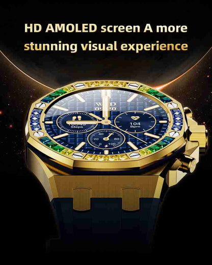 HP09 Business Smart Watch - Stainless Steel Band Rotating Dial Bluetooth Call Health Monitor