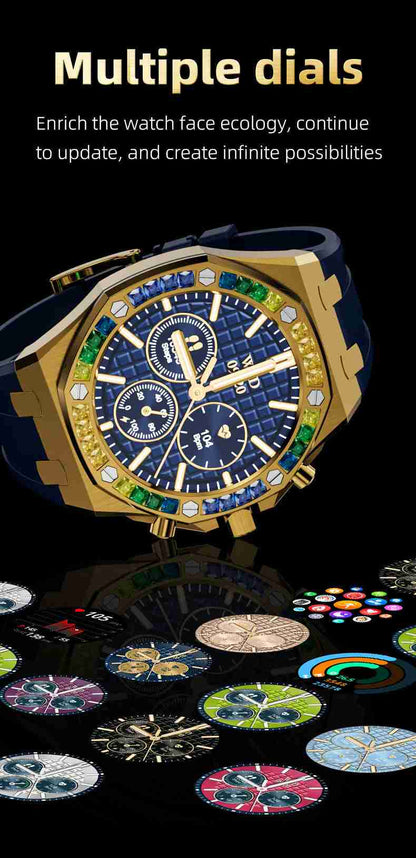 HP09 Business Smart Watch - Stainless Steel Band Rotating Dial Bluetooth Call Health Monitor