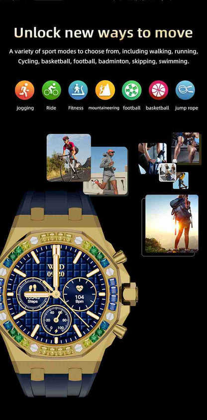 HP09 Business Smart Watch - Stainless Steel Band Rotating Dial Bluetooth Call Health Monitor