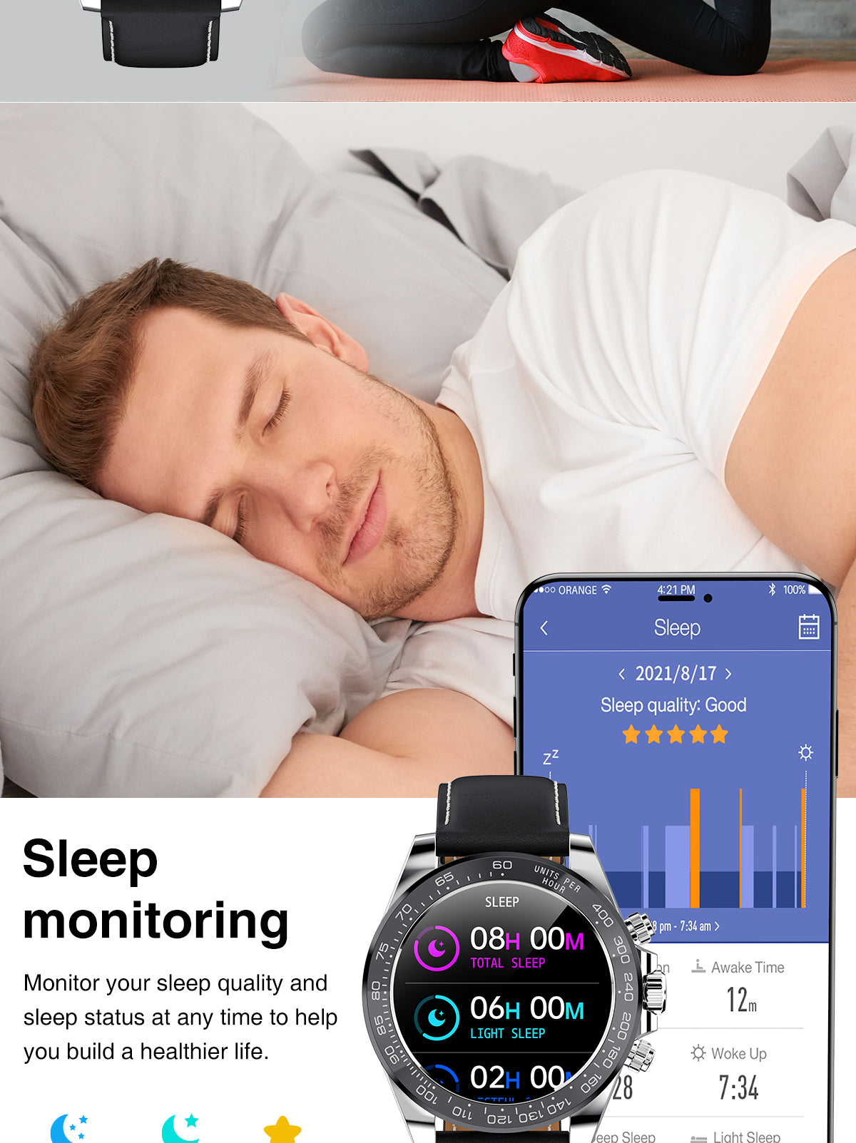 HP02 Bluetooth call Heart rate monitoring,step counting,music playback