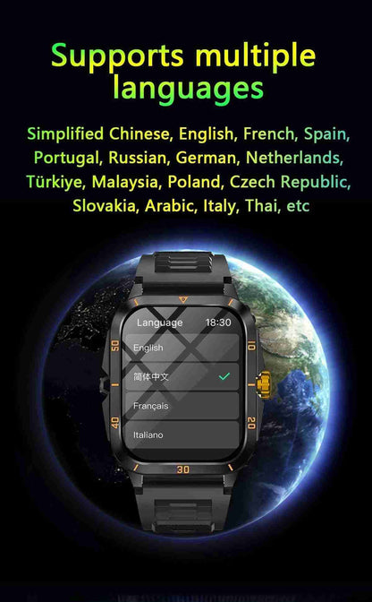 HP15 Business Smart Watch - Stainless Steel Band Bluetooth Call Heart Rate Monitor Music