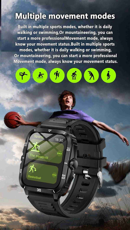 HP15 Business Smart Watch - Stainless Steel Band Bluetooth Call Heart Rate Monitor Music