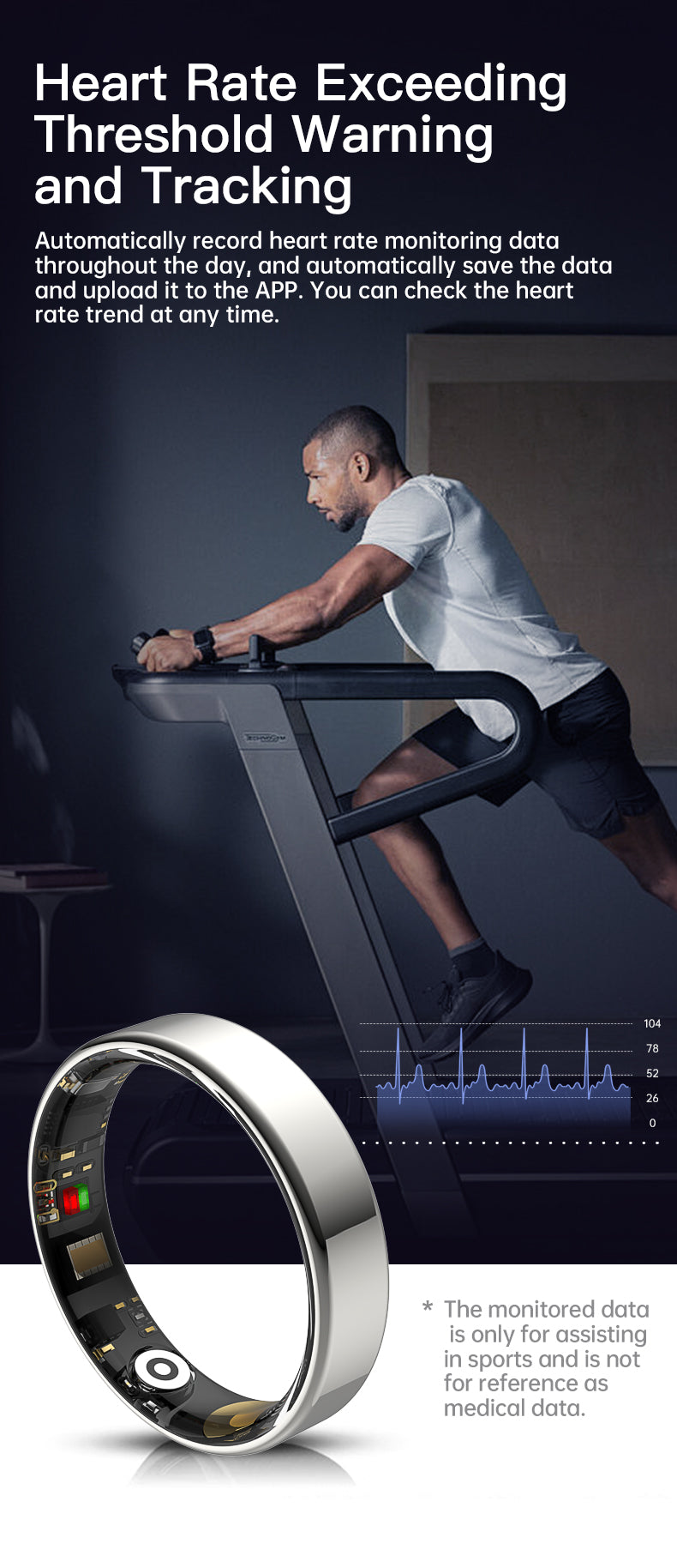 HP57 Smart Ring ,Exquisite stainless steel,Heart Rate Monitoring, Blood Oxygen Monitoring, Blood Pressure Monitoring, Step Counting, Exercise, Remote Care