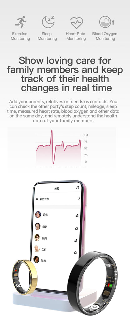 HP57 Smart Ring ,Exquisite stainless steel,Heart Rate Monitoring, Blood Oxygen Monitoring, Blood Pressure Monitoring, Step Counting, Exercise, Remote Care