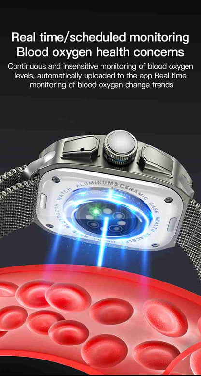 HP13 Premium Business Smart Watch - Stainless Steel Band Rotating Dial Bluetooth Call Health Monitor