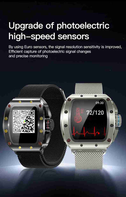 HP13 Premium Business Smart Watch - Stainless Steel Band Rotating Dial Bluetooth Call Health Monitor