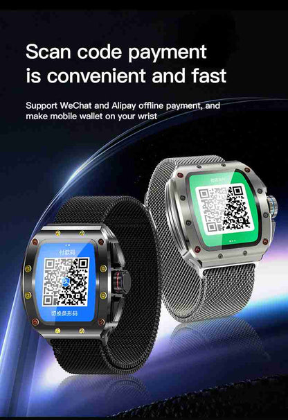 HP13 Premium Business Smart Watch - Stainless Steel Band Rotating Dial Bluetooth Call Health Monitor