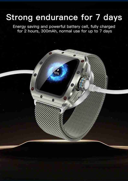 HP13 Premium Business Smart Watch - Stainless Steel Band Rotating Dial Bluetooth Call Health Monitor