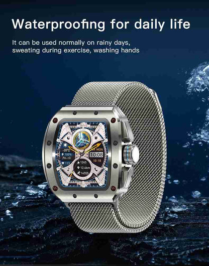 HP13 Premium Business Smart Watch - Stainless Steel Band Rotating Dial Bluetooth Call Health Monitor