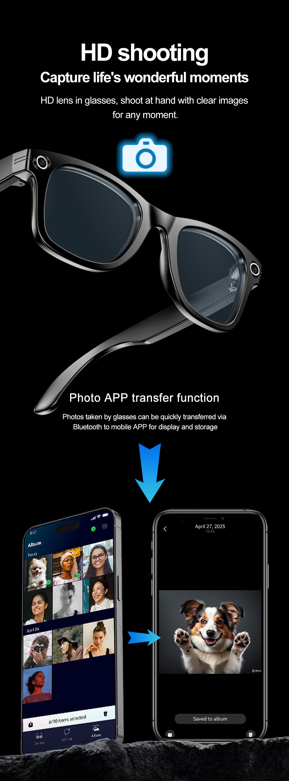 HP17 AI photography and videography fashion smart glasses AI photography and videography