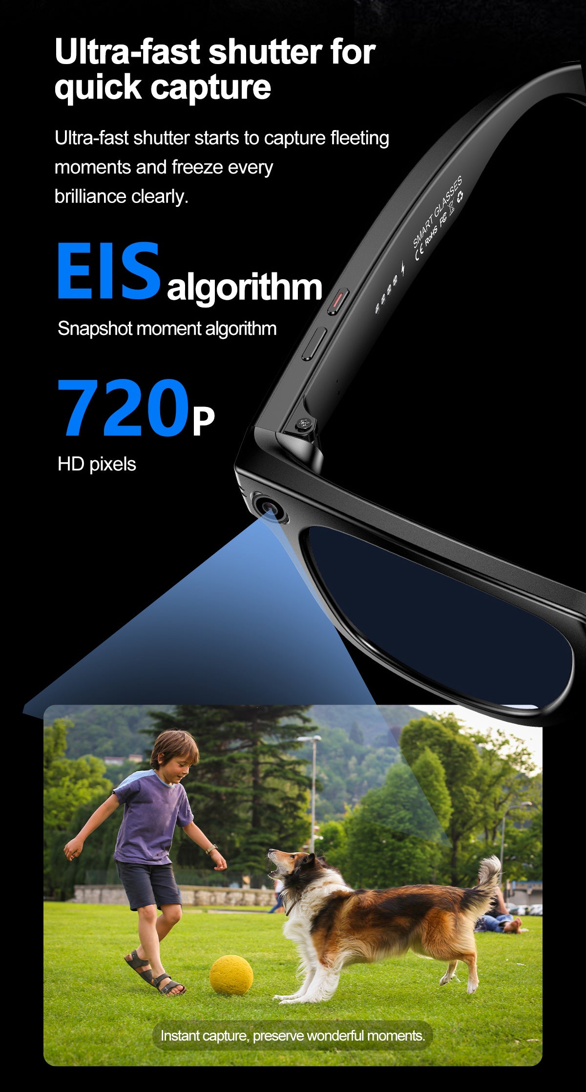 HP17 AI photography and videography fashion smart glasses AI photography and videography