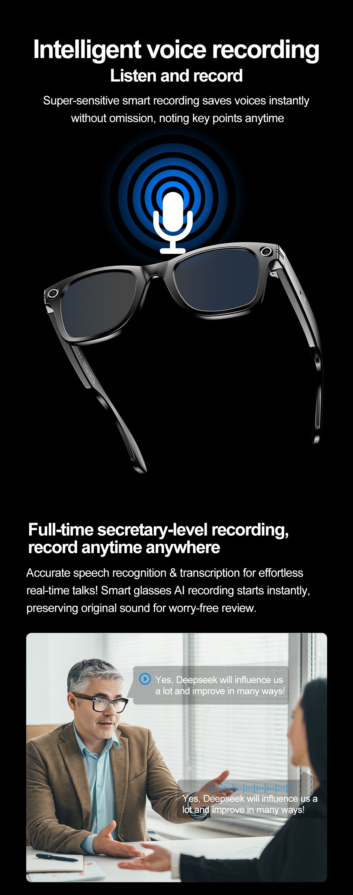 HP17 AI photography and videography fashion smart glasses AI photography and videography