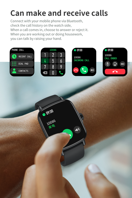 HP04 Bluetooth call Heart rate monitoring,step counting,music playback