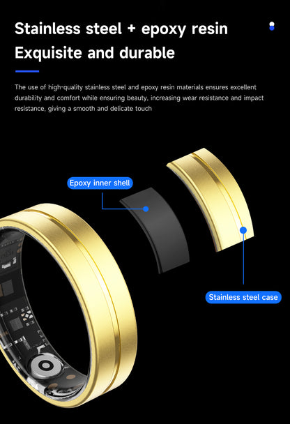 HP55 Smart Ring ,Exquisite stainless steel,Heart Rate Monitoring, Blood Oxygen Monitoring, Blood Pressure Monitoring, Step Counting, Exercise, Remote Care
