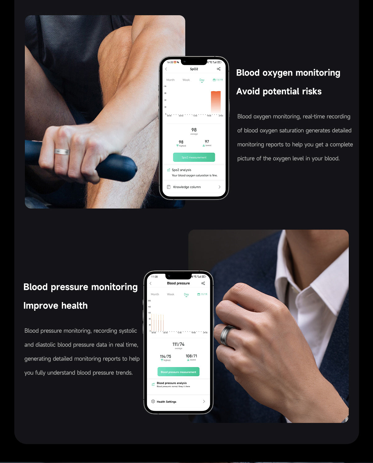 HP55 Smart Ring ,Exquisite stainless steel,Heart Rate Monitoring, Blood Oxygen Monitoring, Blood Pressure Monitoring, Step Counting, Exercise, Remote Care