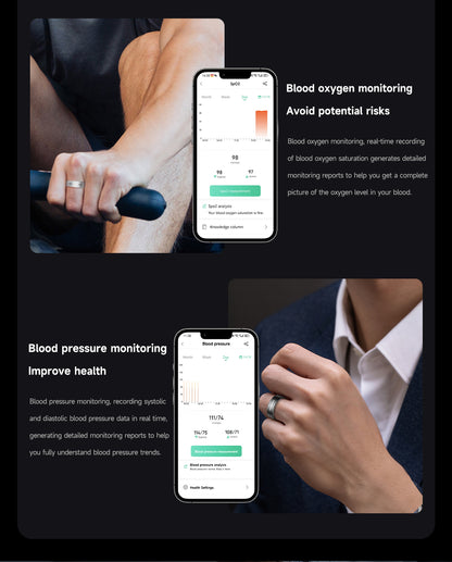 HP55 Smart Ring ,Exquisite stainless steel,Heart Rate Monitoring, Blood Oxygen Monitoring, Blood Pressure Monitoring, Step Counting, Exercise, Remote Care
