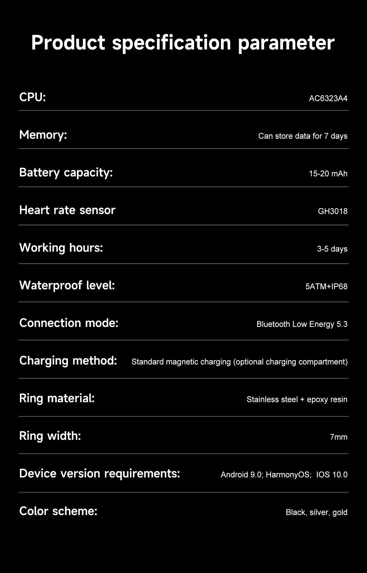 HP55 Smart Ring ,Exquisite stainless steel,Heart Rate Monitoring, Blood Oxygen Monitoring, Blood Pressure Monitoring, Step Counting, Exercise, Remote Care