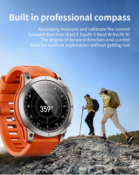 HP03Huang Pai Intelligent Sports Step Bluetooth Phone Compass Altitude Navigation Barometer Circular Screen Waterproof Long Battery Life Dynamic Music Smart Watch