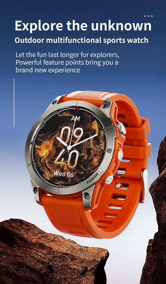 HP03Huang Pai Intelligent Sports Step Bluetooth Phone Compass Altitude Navigation Barometer Circular Screen Waterproof Long Battery Life Dynamic Music Smart Watch